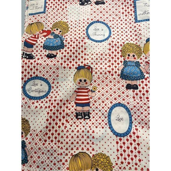 Vintage fabric 2 yards kids pattern with hearts - Picture 1 of 2